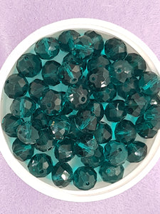 10MM ABACUS GLASS BEADS- Packet of 20 - SEA GREEN COLOUR