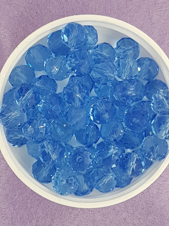 10MM ABACUS GLASS BEADS- Packet of 20 - MED. BLUE COLOUR