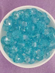 10MM ABACUS GLASS BEADS- Packet of 20 - ICE BLUE COLOUR