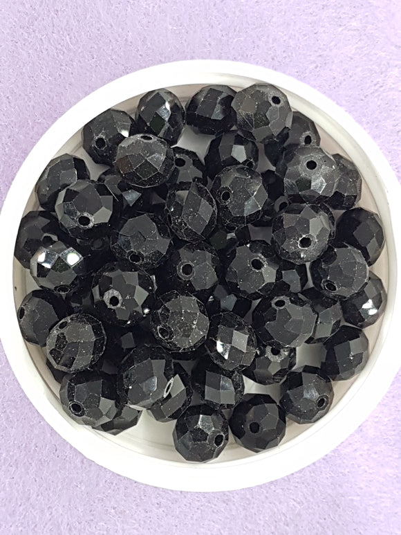 10MM ABACUS GLASS BEADS- Packet of 20 - BLACK COLOUR