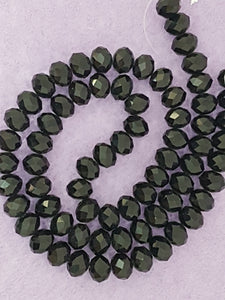 10MM ABACUS GLASS BEADS- PER STRAND - BLACK