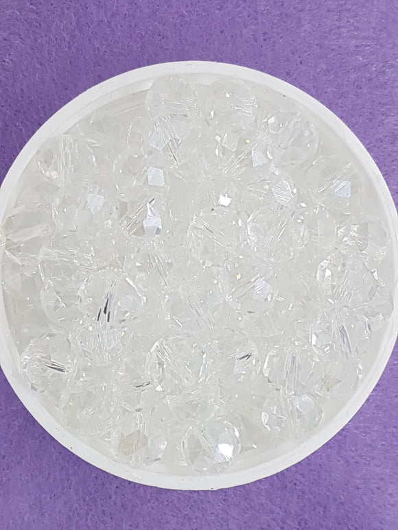 8MM ABACUS GLASS BEADS- Packet of 20 - CLEAR