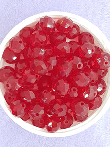 10MM ABACUS GLASS BEADS- Packet of 20 - RUBY RED