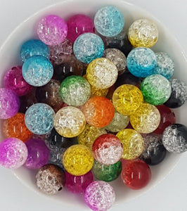 14MM ACRYLIC BEADS - MIXED CRACKLE BEADS