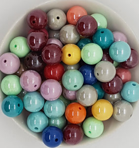14MM ACRYLIC BEADS -PEARLISED MIXED COLOURS