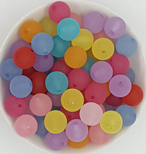 14MM ACRYLIC BEADS -TRANSPARENT FROSTED MIXED