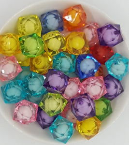 16MM ACRYLIC BEADS - FACETED CUBE BEADS
