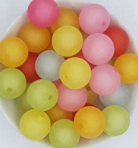 20MM ACRYLIC BEADS - MIXED COLOURS - FROSTED