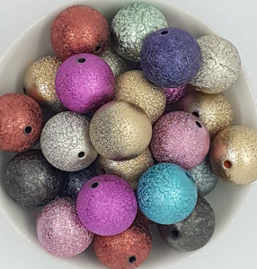 20MM ACRYLIC BEADS -CREPE BEADS - MIXED COLOURS