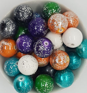 20MM ACRYLIC BEADS - MIXED COLOURS WITH GLITTER