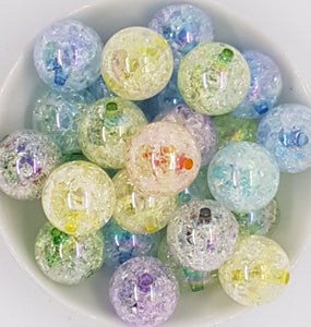 20MM ACRYLIC BEADS - MIXED COLOURS - CRACKLE (Old Stock)