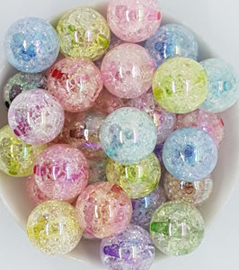 20MM ACRYLIC BEADS - MIXED COLOURS - CRACKLE (New Stock)
