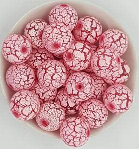 20MM ACRYLIC BEADS - PINK CRACKLE