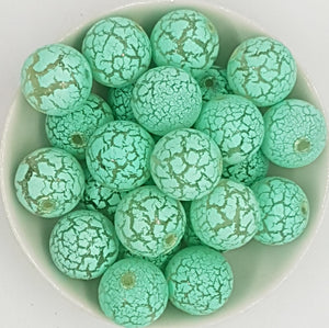 20MM ACRYLIC BEADS - GREEN CRACKLE