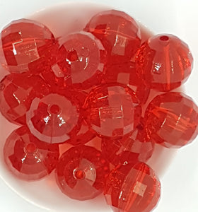 26MM ACRYLIC BEADS - RED FACETED