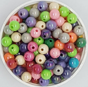 8MM ACRYLIC BEADS - PEARLIZED MIXED COLOURS