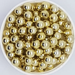 8MM ACRYLIC BEADS - PALE GOLD PLATED