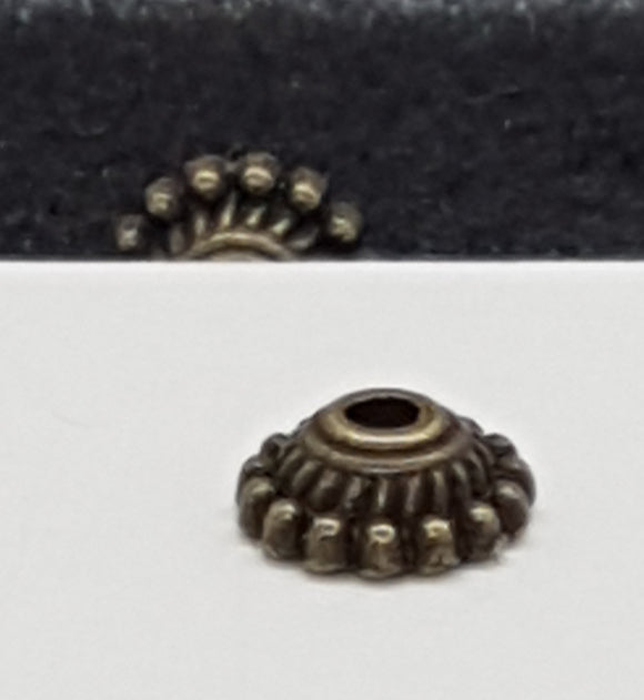 BEAD CAPS - ANTIQUE BRONZE COLOUR - 8 X 4MM