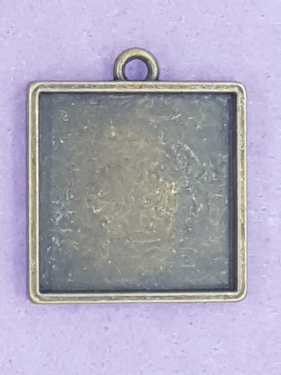 BEZEL - 32 X 28MM SQUARE - ANTIQUE BRONZE