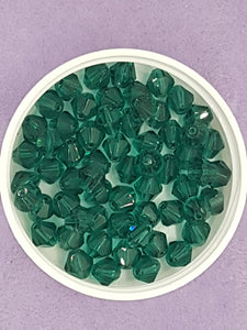 BICONES - 8MM GLASS BEADS - TEAL GREEN