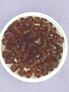 BICONES - 8MM GLASS BEADS - BROWN
