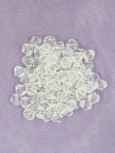 BICONES - 8MM GLASS BEADS - CLEAR