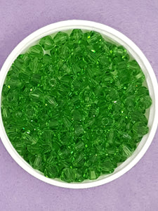 BICONES - 6MM CRYSTAL GLASS FACETED BEADS - GRADE AA - SPRING GREEN