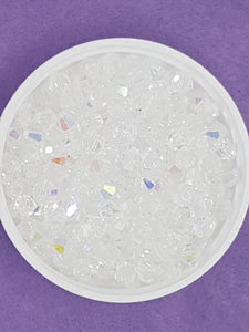 BICONES - 6MM CRYSTAL GLASS FACETED BEADS - GRADE AA - AB PLATED