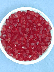 BICONES - 6MM GLASS FACETED BEADS - COLOUR - RED