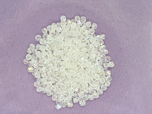 BICONES - 3MM CRYSTAL GLASS FACETED BEADS - GRADE AA - AB COLOUR
