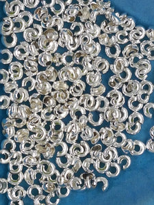 CRIMP BEAD COVERS - BRASS - SILVER COLOUR - 3MM