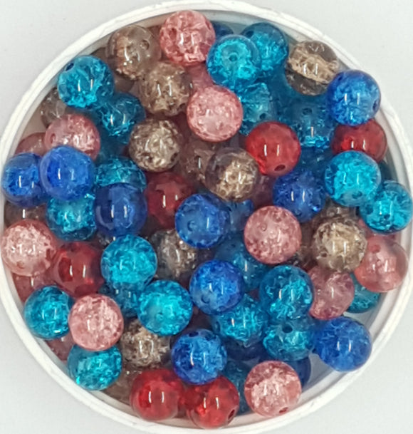 8MM GLASS BEADS - 20 BEADS PER PACKET -MIXED No 1