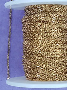 CHAIN - 304 S/STEEL CABLE - SOLDERED - 2.5 X 2 X 0.5MM GOLDEN COLOUR