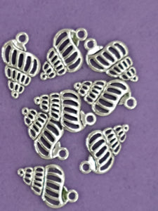 CHARMS - SPIRAL SHELL - 19.5 X 12.5 X 2.5MM ANTIQUE SILVER COLOUR