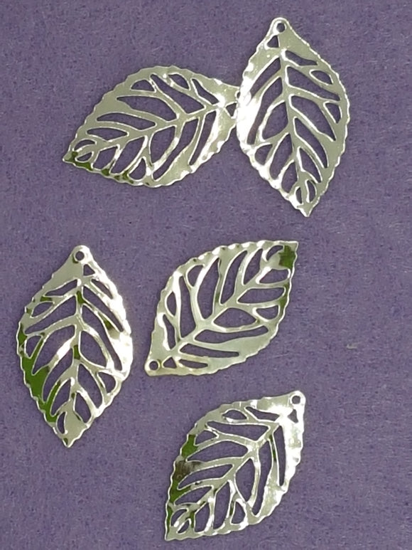 CHARMS - LEAVES - 23 X 14MM - SILVER COLOUR