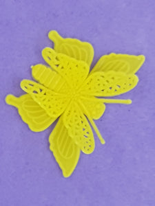 CHARMS - BUTTERFLIES - 36 X 50 X 12MM - ACRYLIC - YELLOW COLOUR