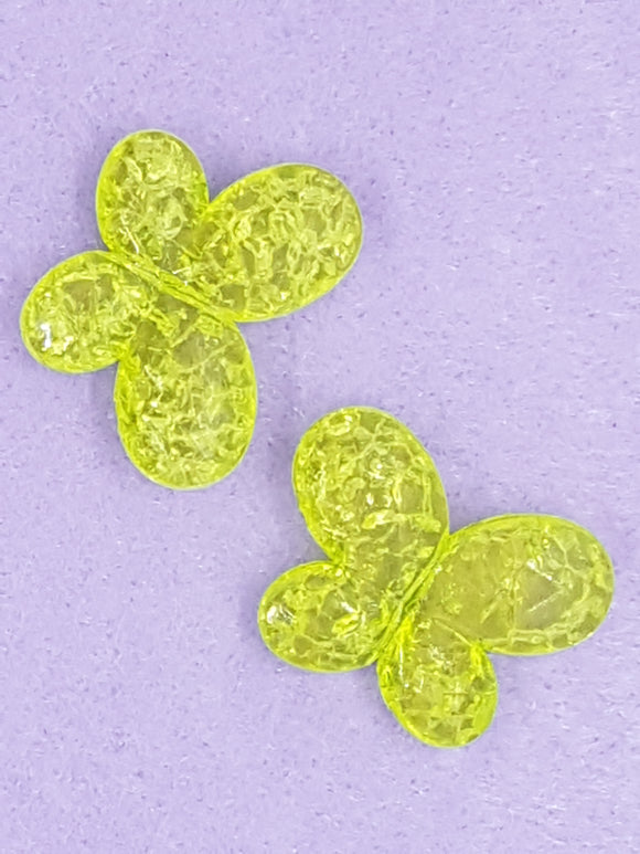 CHARMS - BUTTERFLIES - 30 X 21MM - CRACKLE ACRYLIC - YELLOW COLOUR