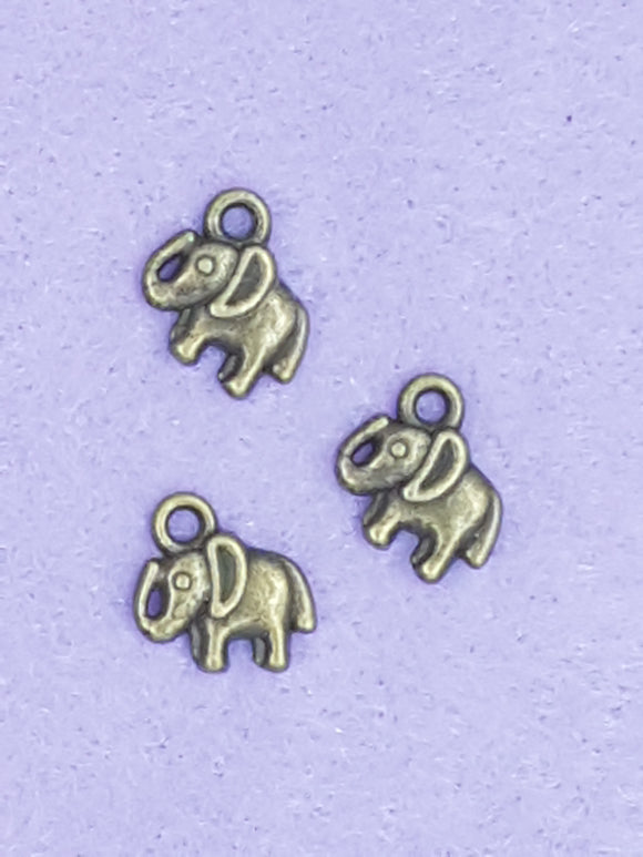 CHARMS - ELEPHANTS - 11 X 12MM - ANTIQUE BRONZE COLOUR