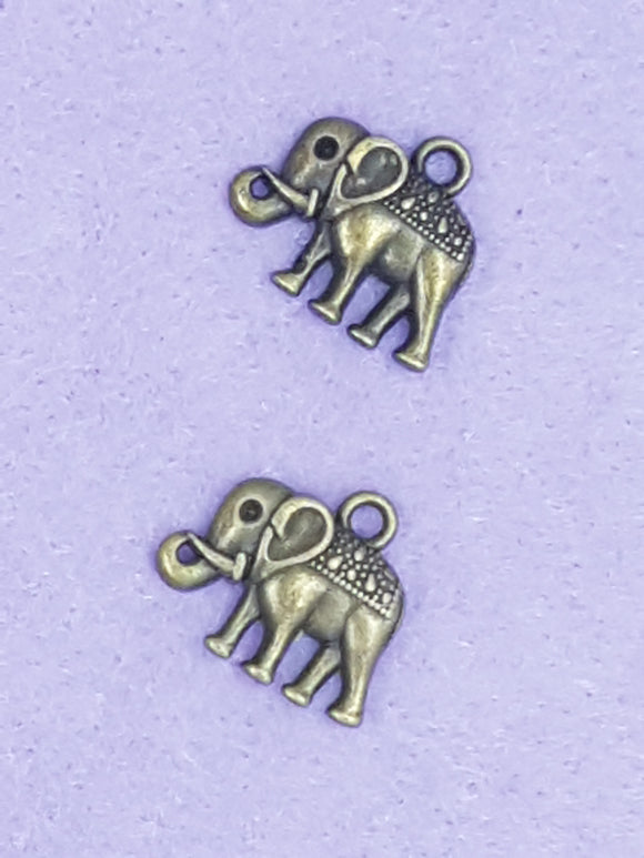 CHARMS - ELEPHANTS - 16 X 14MM - ANTIQUE BRONZE COLOUR