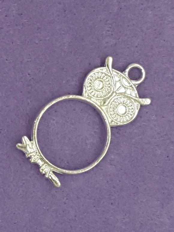 CHARMS - OWL - 35 X 19MM - SILVER COLOUR
