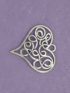 CHARMS - HEARTS - 34 X 34MM ANTIQUE SILVER COLOUR