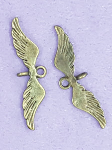 CHARMS - WINGS - 37 X 10MM ANTIQUE SILVER COLOUR