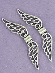 CHARMS - WINGS - 42 X 10MM ANTIQUE SILVER COLOUR