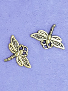 CHARMS - DRAGONFLY -18 X 24MM ANTIQUE GOLD COLOUR