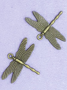 CHARMS - DRAGONFLY -28 X 35MM ANTIQUE BRONZE COLOUR