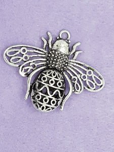 CHARMS - BEE -42 X 50MM ANTIQUE SILVER COLOUR