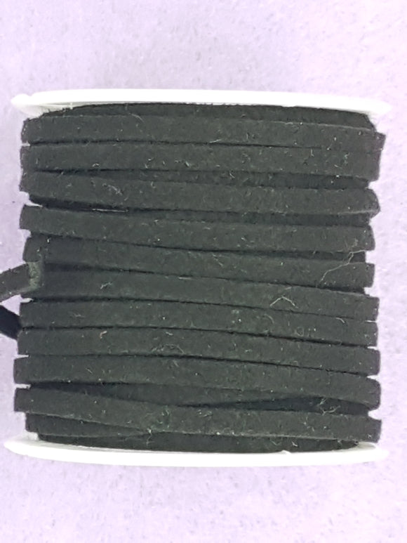 CORD - FAUX SUEDE  - 3 X 1.5MM - BLACK COLOUR