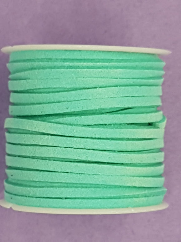 CORD - FAUX SUEDE  - 3 X 1.5MM - TURQUOISE COLOUR