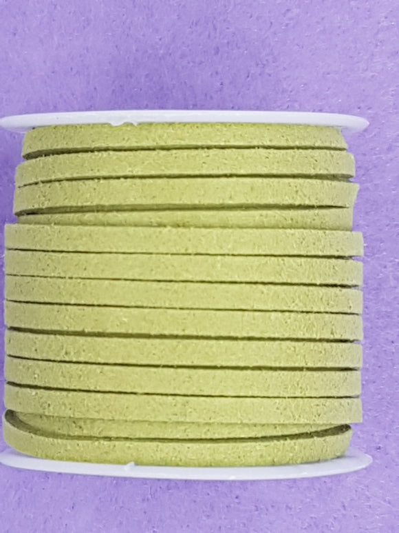 CORD - FAUX SUEDE  - 3 X 1.5MM - WASABI COLOUR