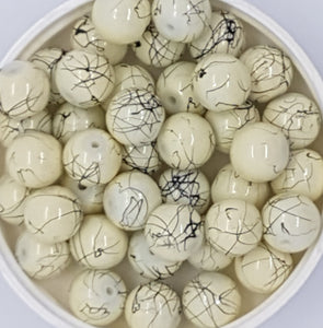 10MM GLASS BEADS - 25 PER PACKET - OFF WHITE
